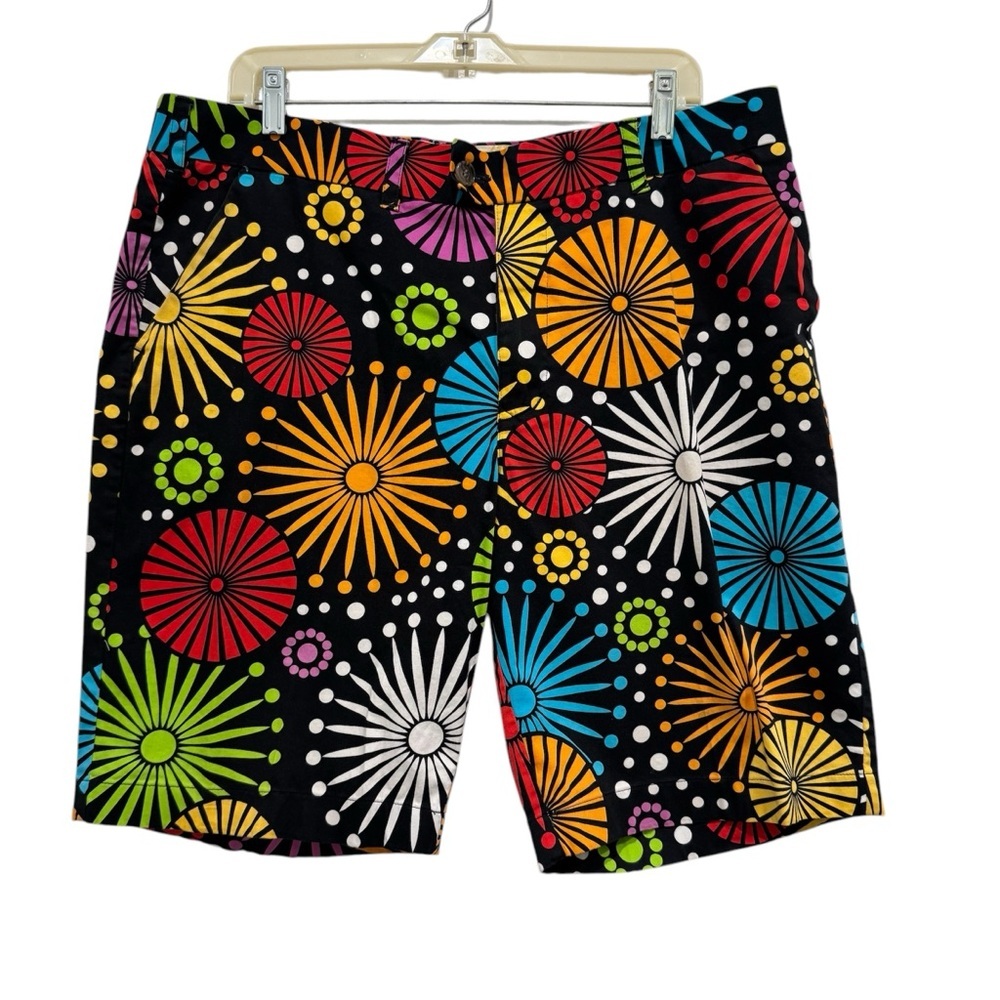 Loudmouth Men’s Black Shorts with Multicolor Firework Print